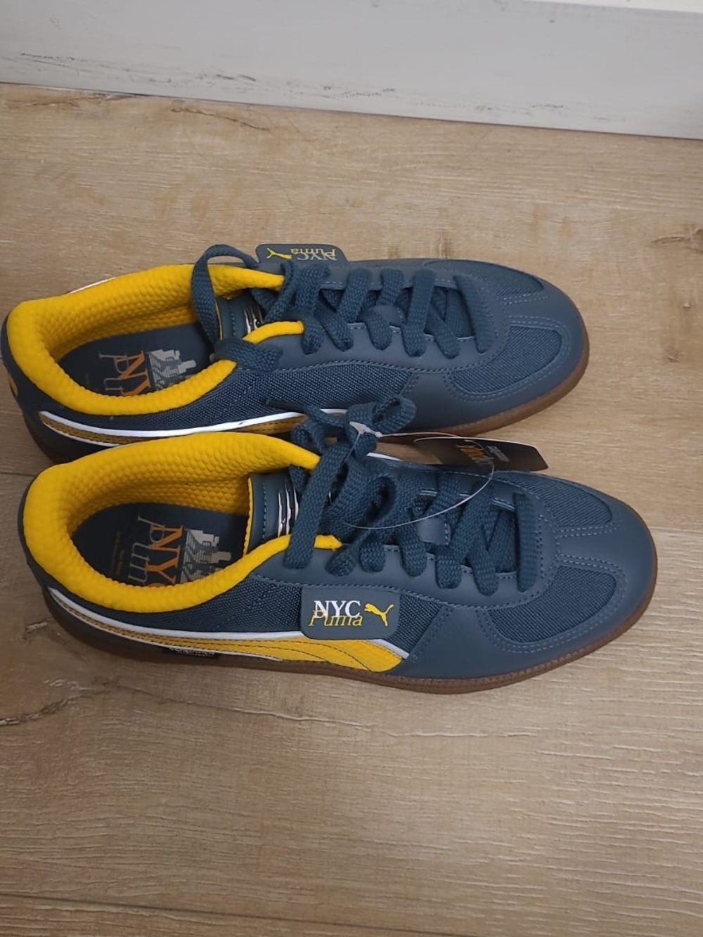 Puma NYC Men's Navy and Yellow Low-Top Sneakers
